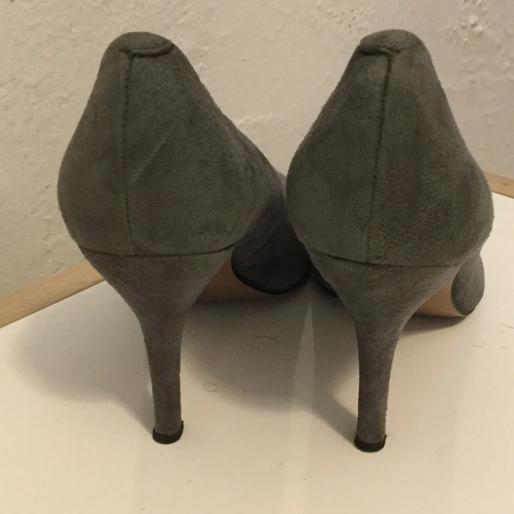 Gray Nine West Flax Suede Heels